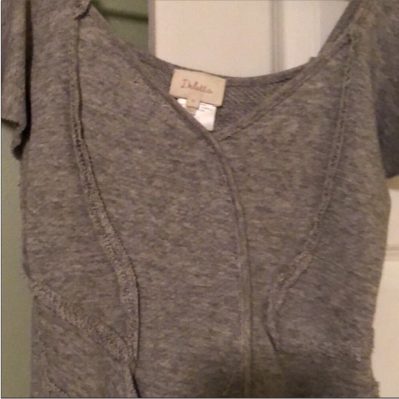 Anthropologie Deletta Gray Terry Ruffle Peplum StatementTop Size XS Worn 2X! - Picture 8 of 11